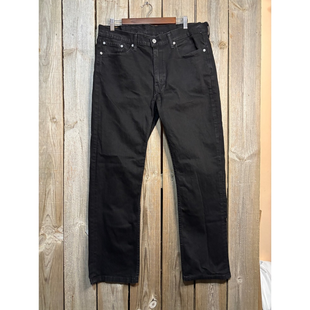Levis 514 Straight Fit Mens Black Denim Jeans Stretch Pants 38x32